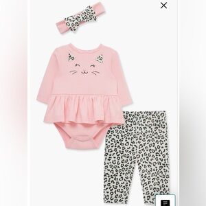 Little Me Pink Cat Print Matching Set